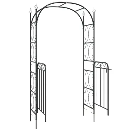 The Living Store - Acier - Arche de jardin avec portail noir 108x45x235 cm - TLS319352 5