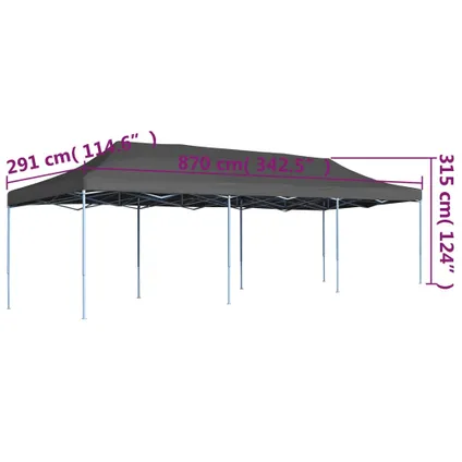 The Living Store - Tissu - Tente de réception pliable 3 x 9 m Anthracite - TLS44980 9