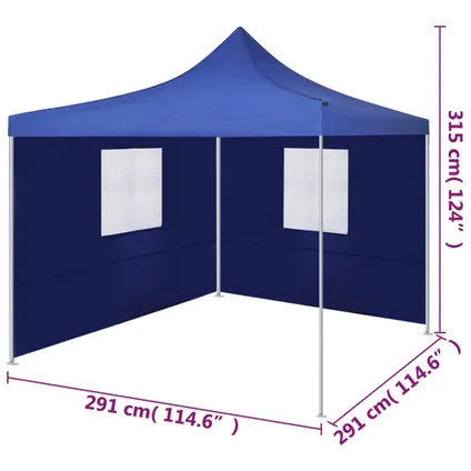 The Living Store - Tissu - Tente pliable avec 2 parois 3 x 3 m Bleu - TLS44961 9