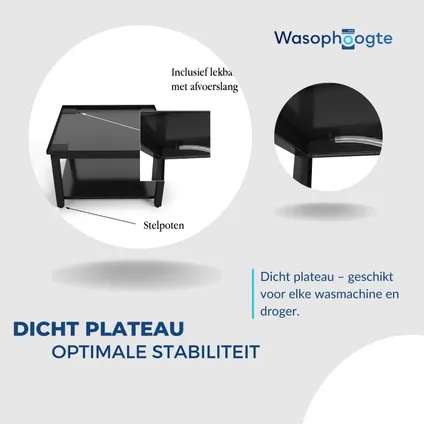 Wasophoogte® Wasmachine verhoger - 42cm hoog - Zwart - Universeel - single 4