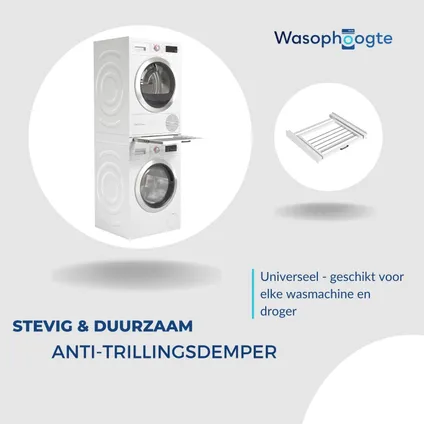 Wasophoogte® Tussenstuk wasmachine droger - Stapelkit met droogrek - Universeel - 54*60 cm (L*B) 4