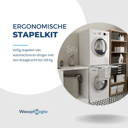Wasophoogte® Tussenstuk wasmachine droger - Stapelkit met droogrek - Universeel - 54*60 cm (L*B) 6