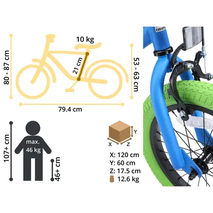 Bikestar BMX kinderfiets 16 inch blauw / groen 6