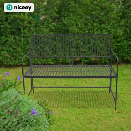 Banc de jardin Niceey - Pliable - Résistant aux intempéries - Pliable - 118x50x90 cm - Anthracite 5