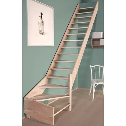 Escalier de meunier Alsace - Sogem - quart tournant à droite - hêtre - 15 marches - bois durable 2