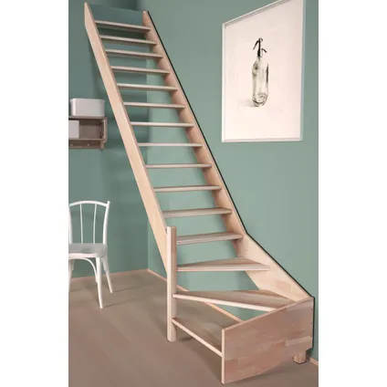 Escalier de meunier Alsace - Sogem - quart tournant à droite - hêtre - 15 marches - bois durable 3
