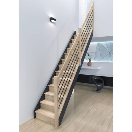 Escalier de meunier Liverpool - Sogem - chêne - 13 marches fermées - balustrade aluminium
