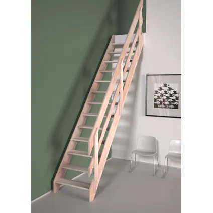 Escalier de meunier Alsace - Sogem - quart tournant à droite - hêtre - main courante à câble 6