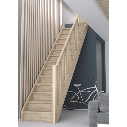 Sogem - Molenaarstrap Milaan - eiken - 13 dichte treden - houten balustrade 2