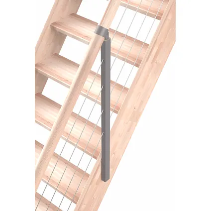 Escalier de meunier Alsace - Sogem - escalier droit - hêtre - 13 marches - main courante à câble 3