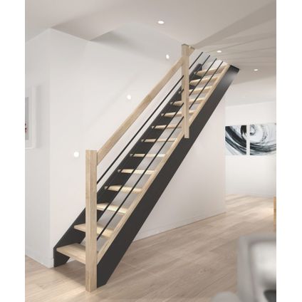 Escalier de meunier Liverpool - Sogem - chêne - 13 marches ouvertes - balustrade aluminium
