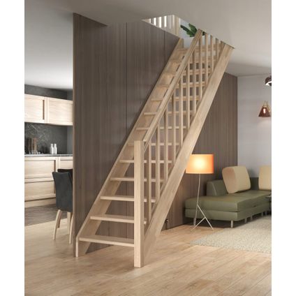 Sogem - Molenaarstrap Milaan - eiken - open trap met 13 treden - houten balustrade