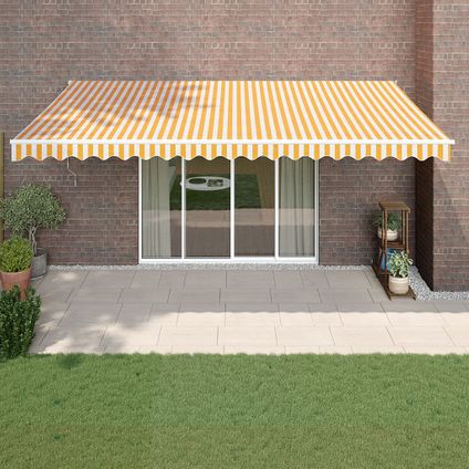 The Living Store - Tissu - Auvent rétractable jaune et blanc 5x3 m tissu et - TLS315443