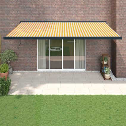 The Living Store - Stof - Luifel uittrekbaar 5x3 m stof en aluminium geel en - TLS315461