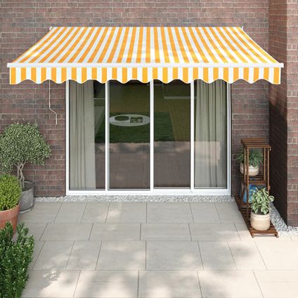 The Living Store - Tissu - Auvent rétractable jaune et blanc 3x2,5 m tissu et - TLS315443