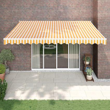 The Living Store - Tissu - Auvent rétractable jaune et blanc 4,5x3 m tissu et - TLS315443