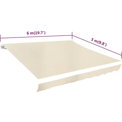 The Living Store - Tissu - Toit d'auvent Toile Crème 6x3 m (Cadre non inclus) - TLS141015 10