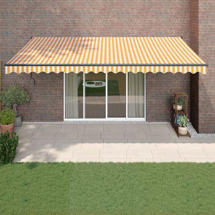 The Living Store - Tissu - Auvent rétractable jaune et blanc 5x3 m tissu et - TLS315446