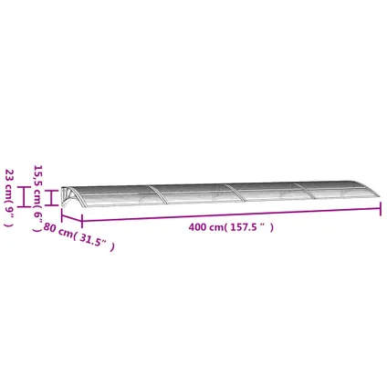 vidaXL - Polycarbonaat - Deurluifel 400x80 cm polycarbonaat grijs en - TLS153598 6