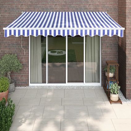 The Living Store - Tissu - Auvent rétractable bleu et blanc 3x2,5 m tissu et - TLS315442