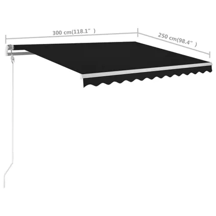 The Living Store - Stof - Luifel handmatig uittrekbaar met palen 3x2,5 m - TLS306989 10
