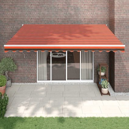 The Living Store - Tissu - Auvent rétractable orange et marron 4x3 m tissu et - TLS315444