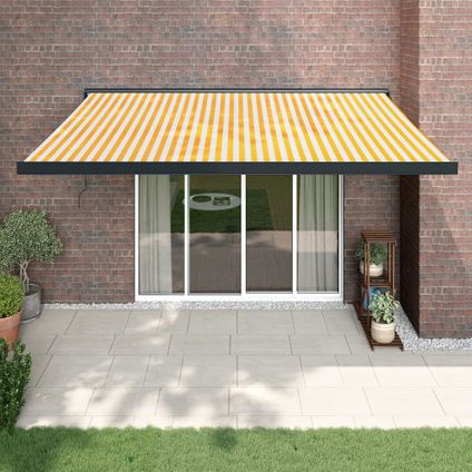 The Living Store - Tissu - Auvent rétractable jaune et blanc 4,5x3 m tissu et - TLS315455