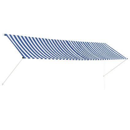 The Living Store - Tissu - Auvent rétractable 400x150 cm Bleu et blanc - TLS143751