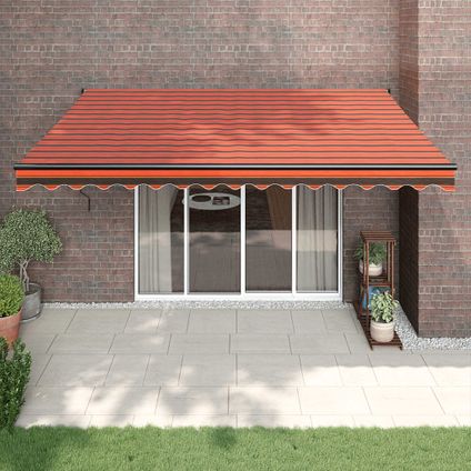 The Living Store - Tissu - Auvent rétractable orange et marron 4x3 m tissu et - TLS315446