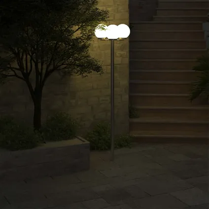 The Living Store - Acier inoxydable - Lampadaire de jardin 3 lampes 220 cm - TLS40389 5