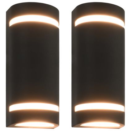 vidaXL - Aluminium - Buitenwandlampen 2 st 35 W halfrond zwart - TLS45649