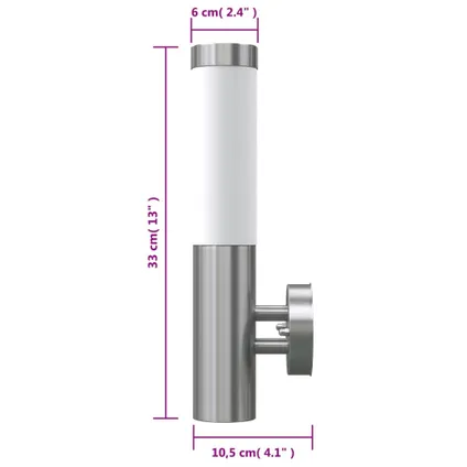 vidaXL - Roestvrij staal - Wandlamp voor binnen en buiten waterdicht - TLS40370 10
