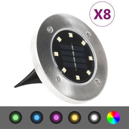 vidaXL - Kunststof - Grondlampen 8 st solar LED RGB-kleur - TLS315695
