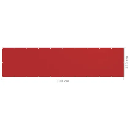 vidaXL - Balkonscherm 120x500 cm HDPE rood - TLS311014 5
