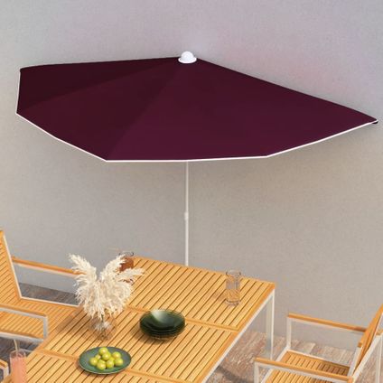 vidaXL - - Demi-parasol de jardin avec mât 180x90 cm Rouge bordeaux - 315563