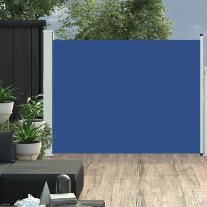 The Living Store - - Auvent latéral rétractable de patio 140x500 cm Bleu - TLS48396