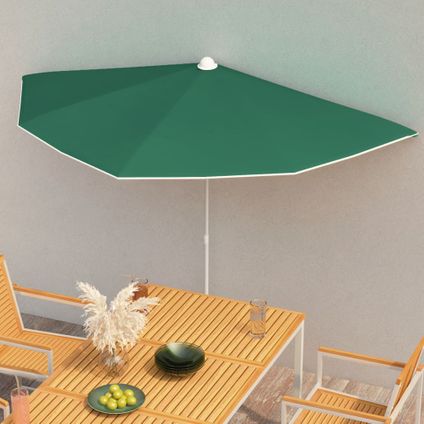 The Living Store - - Demi-parasol de jardin avec mât 180x90 cm Vert - TLS315560