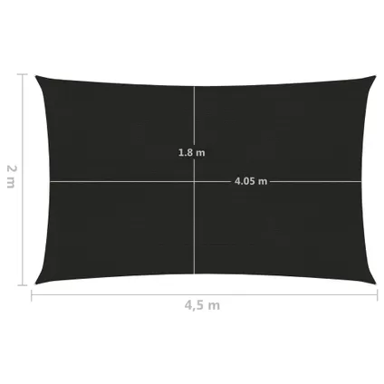 vidaXL - Zonnezeil 160 g/m² 2x4,5 m HDPE zwart - TLS311725 6
