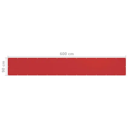 vidaXL - - Balkonscherm 90x600 cm HDPE rood - TLS311011 5