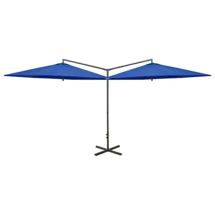 The Living Store - - Parasol double avec mât en acier Bleu azuré 600 cm - TLS312569 2