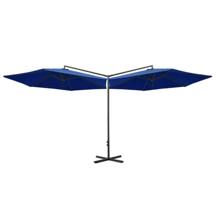 The Living Store - - Parasol double avec mât en acier Bleu azuré 600 cm - TLS312569 3