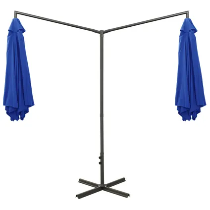 The Living Store - - Parasol double avec mât en acier Bleu azuré 600 cm - TLS312569 4