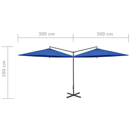 The Living Store - - Parasol double avec mât en acier Bleu azuré 600 cm - TLS312569 8