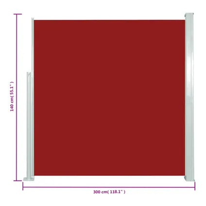 vidaXL - Tuinscherm uittrekbaar 140x300 cm rood - TLS317877 7