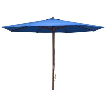 The Living Store - - Parasol d'extérieur avec mât en bois 350 cm Bleu - TLS47139