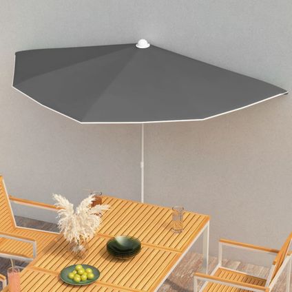 The Living Store - - Demi-parasol de jardin avec mât 180x90 cm Anthracite - TLS315561