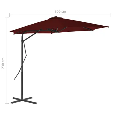The Living Store - - Parasol d'extérieur avec mât en acier Rouge bordeaux - TLS312518 7