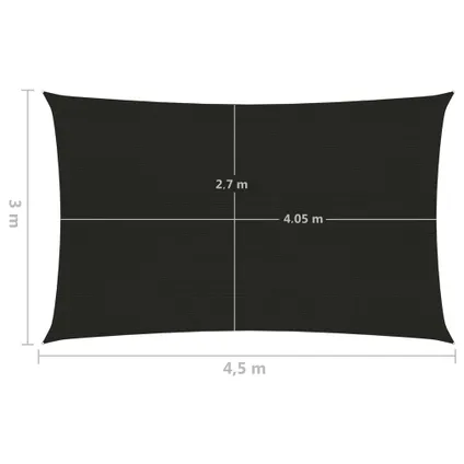 vidaXL Schaduwdoek HDPE - 3 x 4.5 m - Zwart - UV-bestendig 6