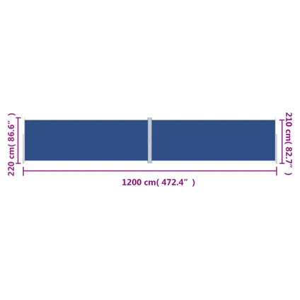 vidaXL - Windscherm uittrekbaar 220x1200 cm blauw - TLS318088 8