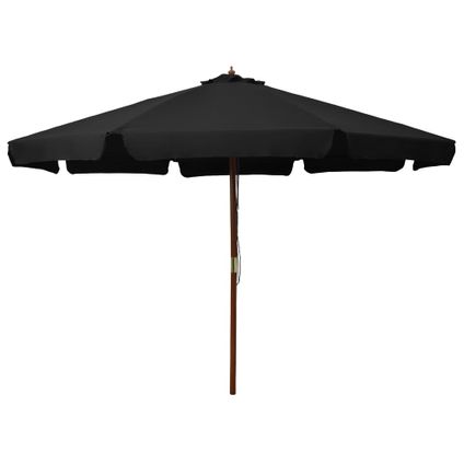 vidaXL - - Parasol met houten paal 330 cm zwart - TLS47218